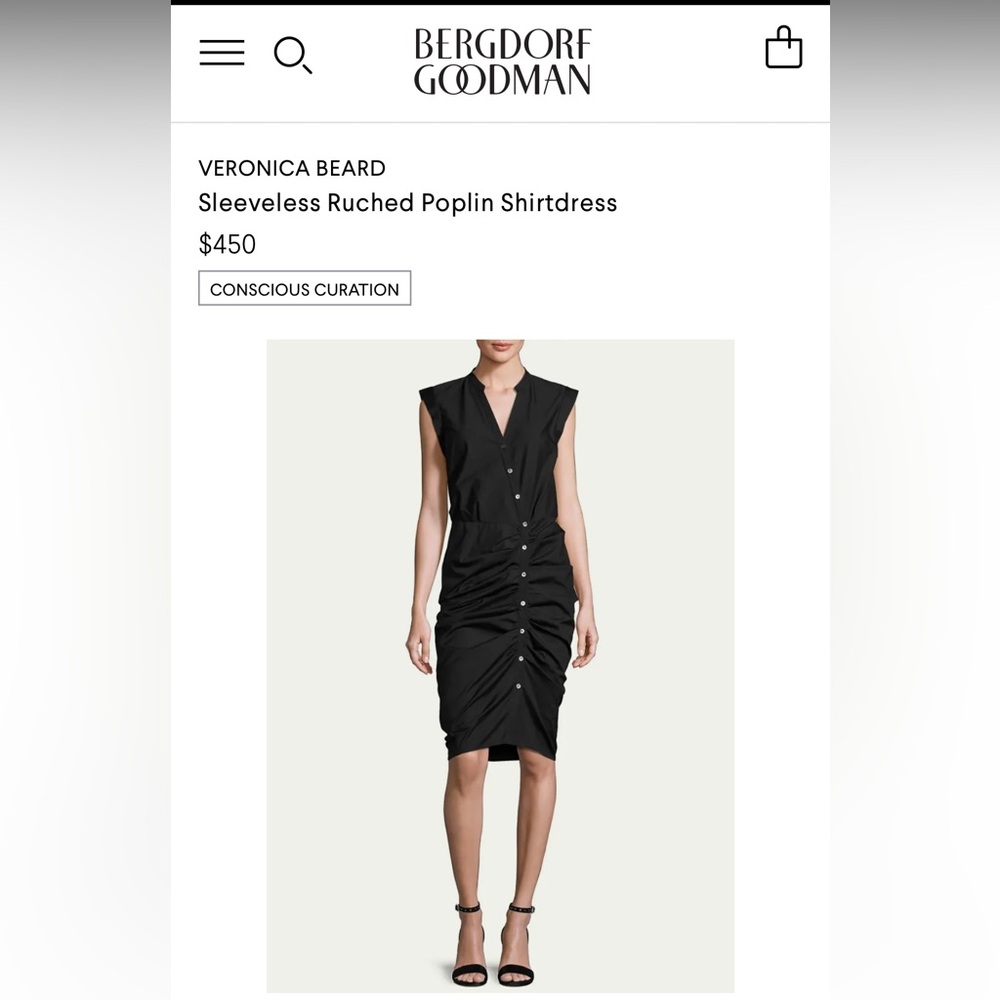 NWT Veronica Beard Black Sz 4 Ruched Pencil Dress